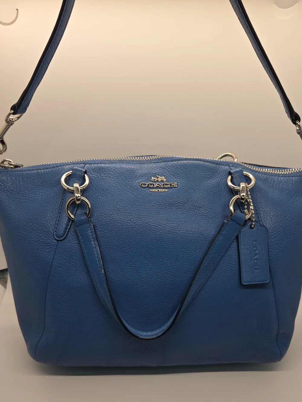 Coach Small Kelsey Cobalt Blue Pebbled Leather Shoulder Bag